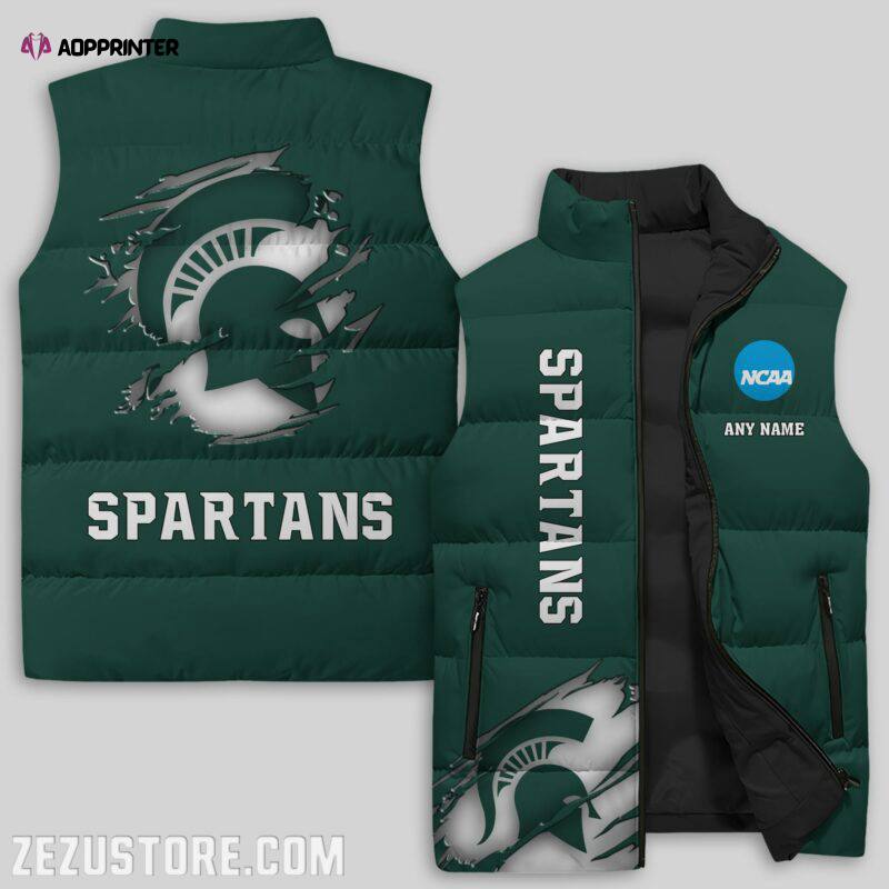 michigan state spartans ncaa sleeveless puffer jacket custom for fans gifts 3