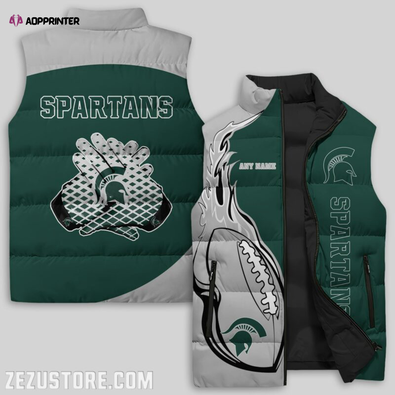 michigan state spartans ncaa sleeveless puffer jacket custom for fans gifts