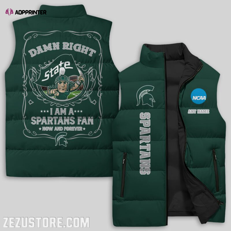 michigan state spartans ncaa sleeveless puffer jacket custom for fans spj2088