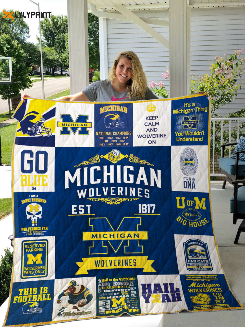 michigan wolverines 1 quilt blanket 1