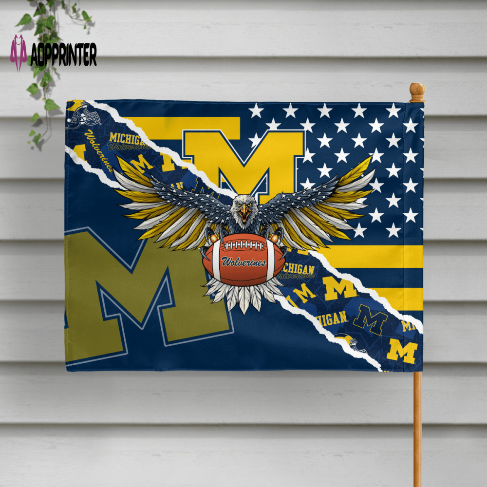 michigan wolverines american landscape house flag