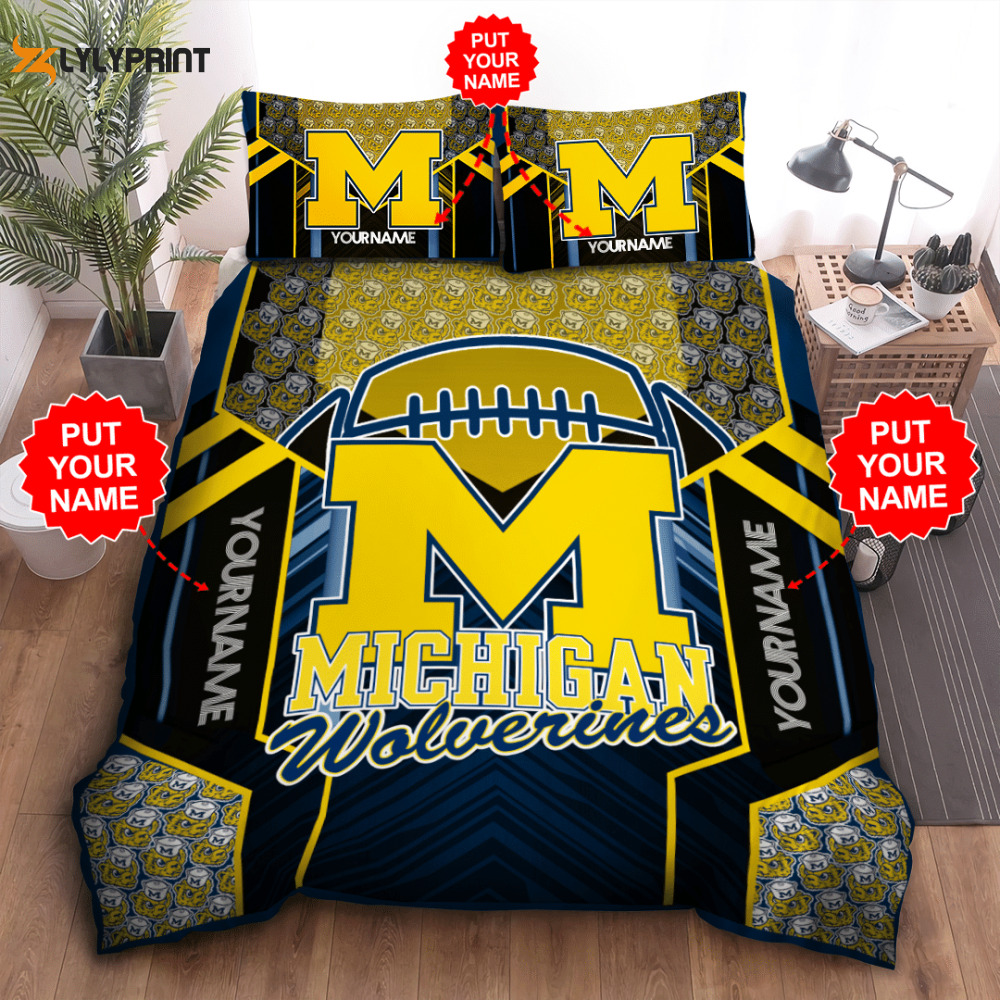 michigan wolverines duvet cover bedding set bd480