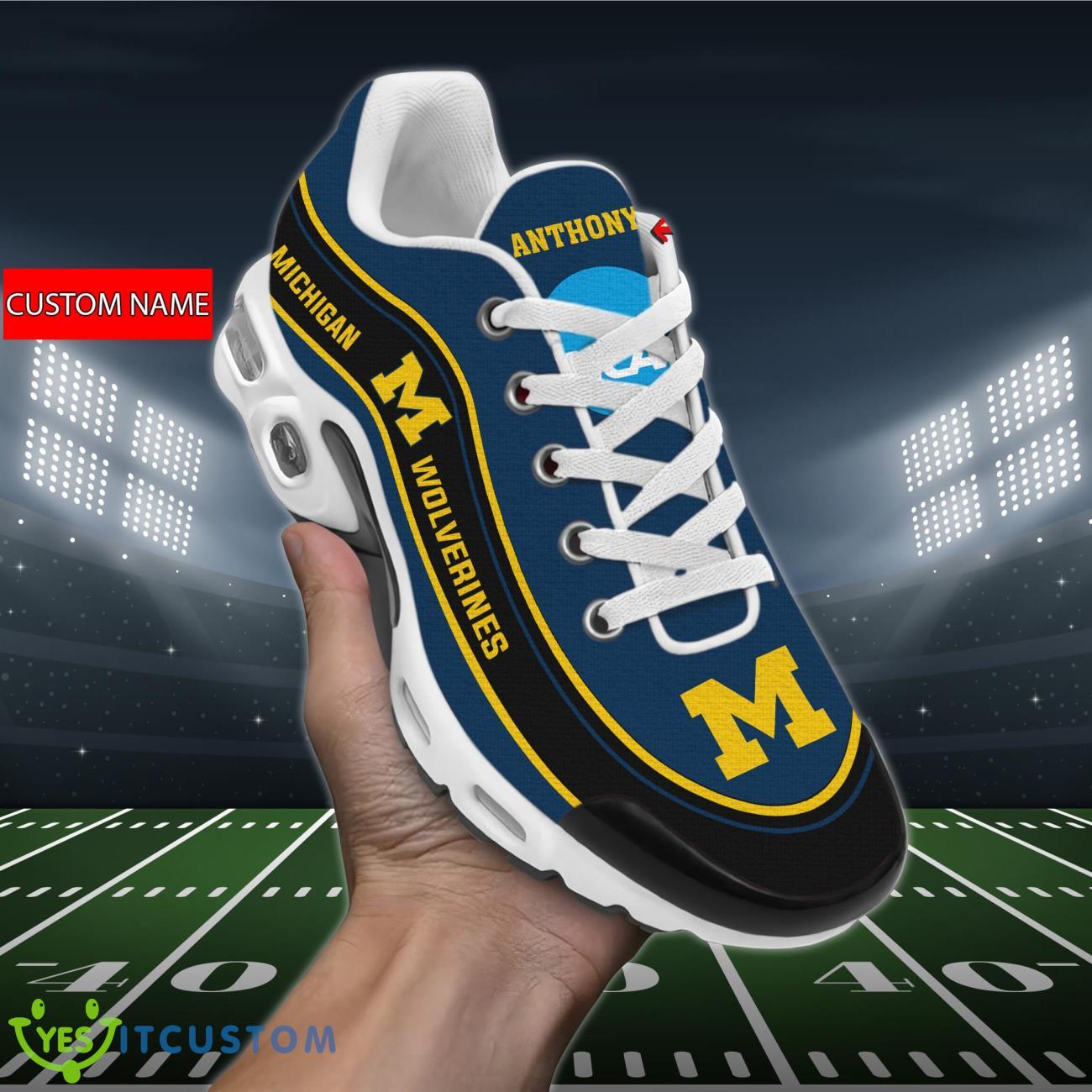 michigan wolverines ncaa air cushion sports shoes custom name for fans