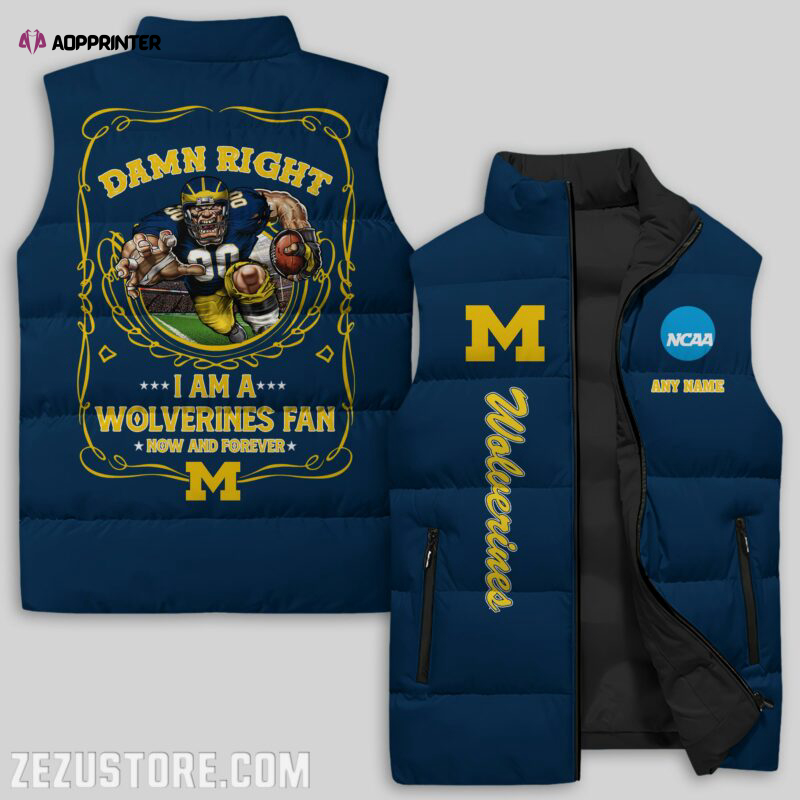 michigan wolverines ncaa sleeveless puffer jacket custom for fans gifts