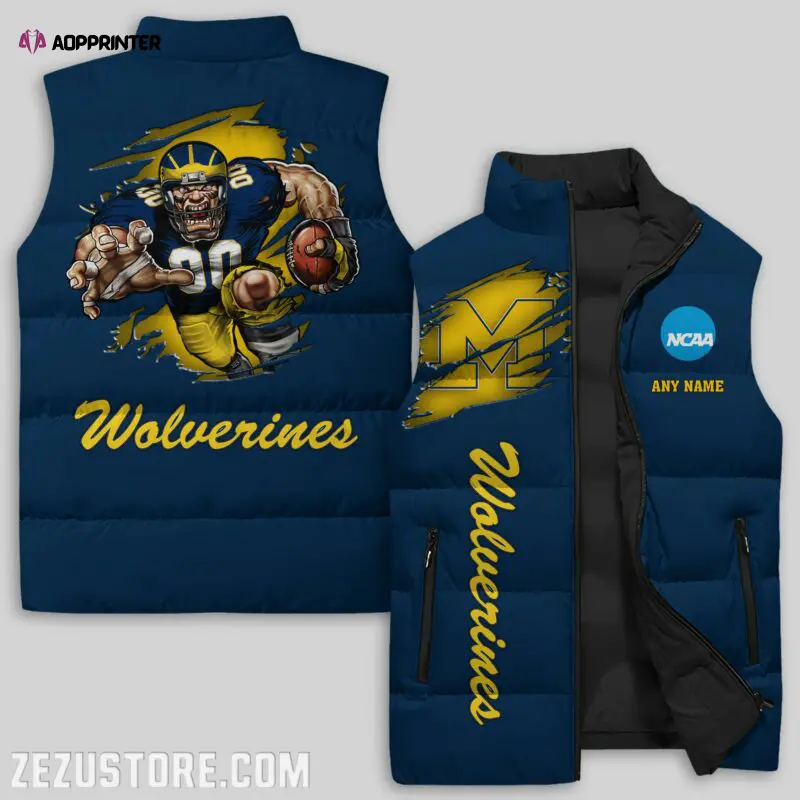 michigan wolverines sleeveless puffer jacket custom for fans spj1867
