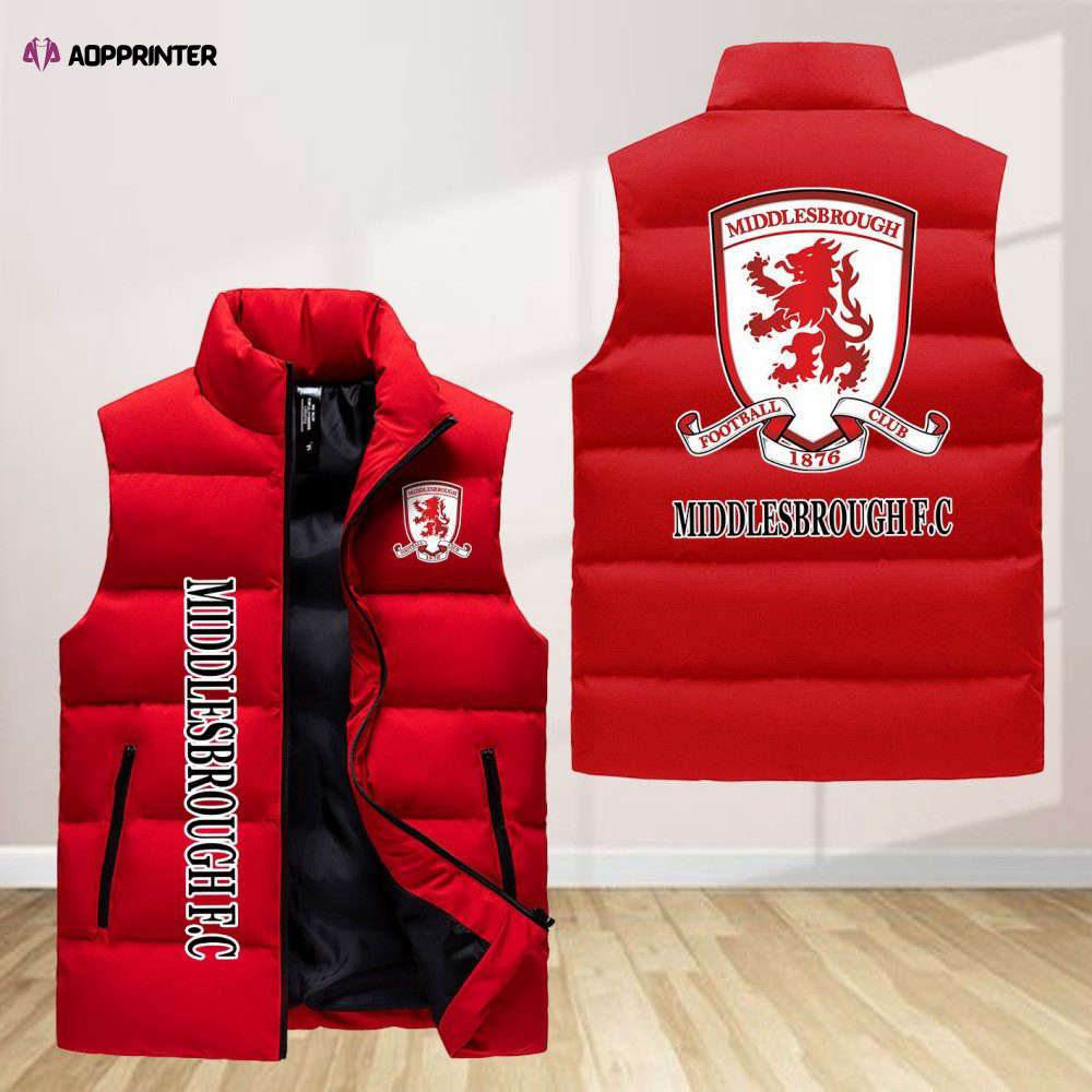 middlesbrough f c sleeveless puffer jacket custom for fans spj0222