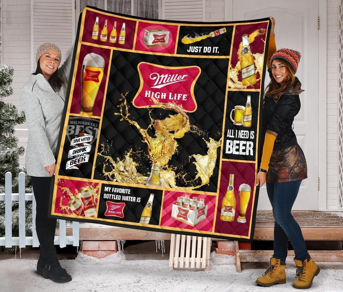 miller high life quilt blanket all i need is beer gift idea xqqed