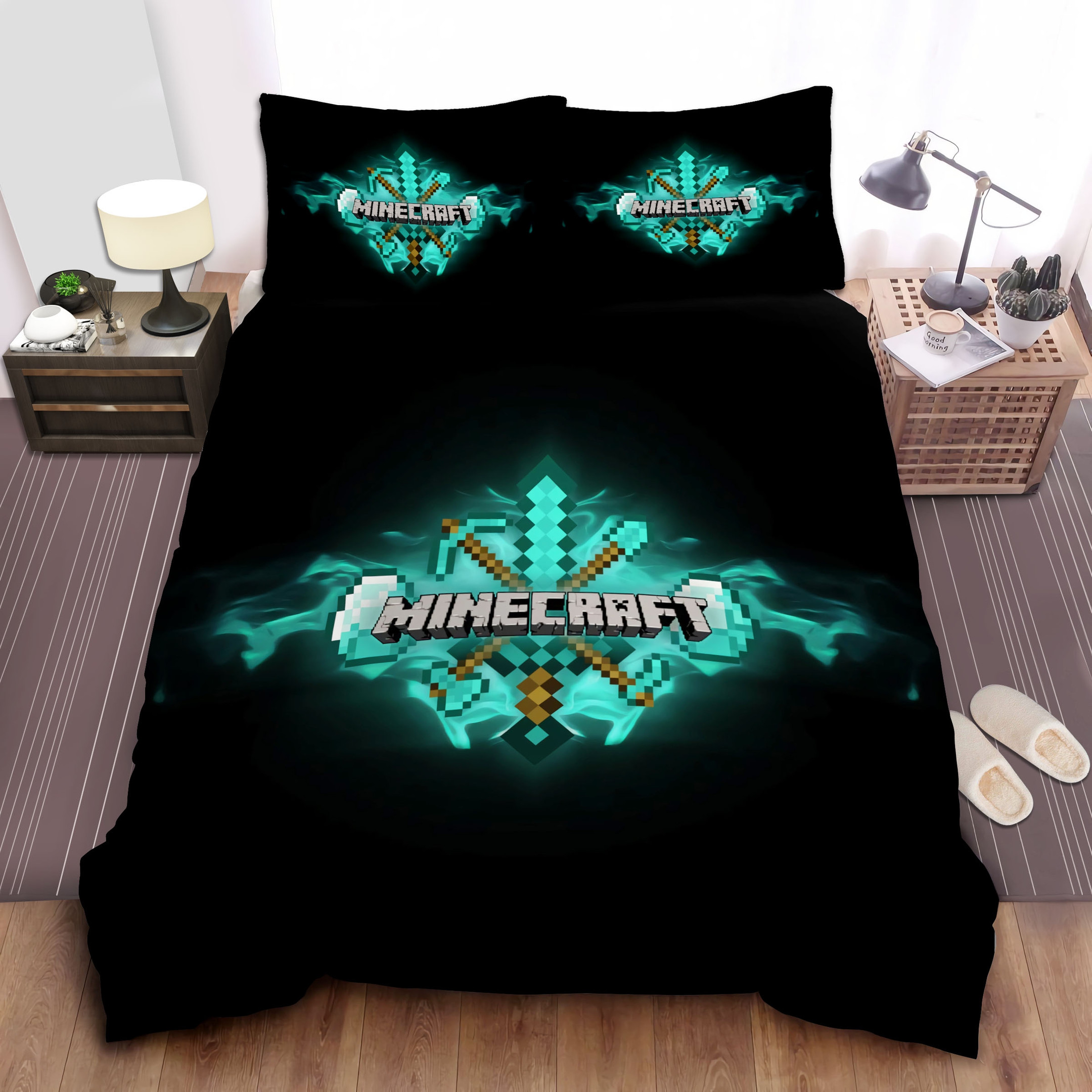 minecraft turquoise logo duvet cover bedroom sets comfortable bedding sets pwag4