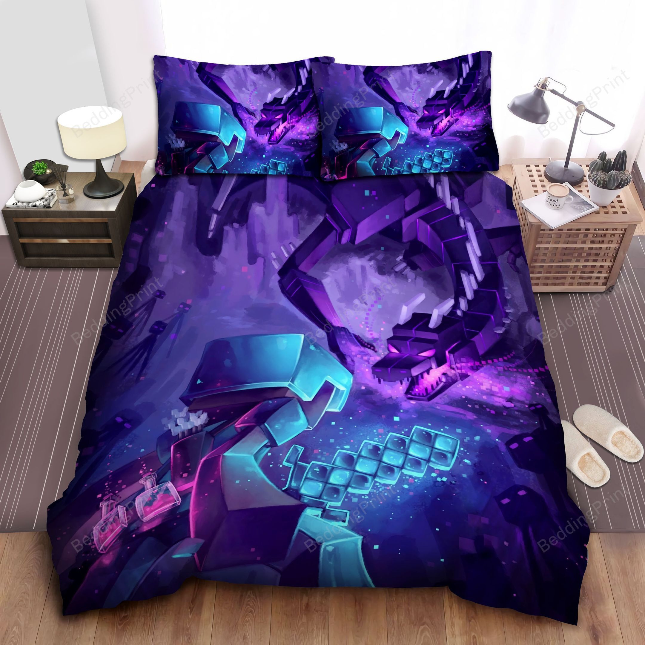 minecraft warrior vs the purple dragon bed sheets spread duvet cover bedding sets a2yul