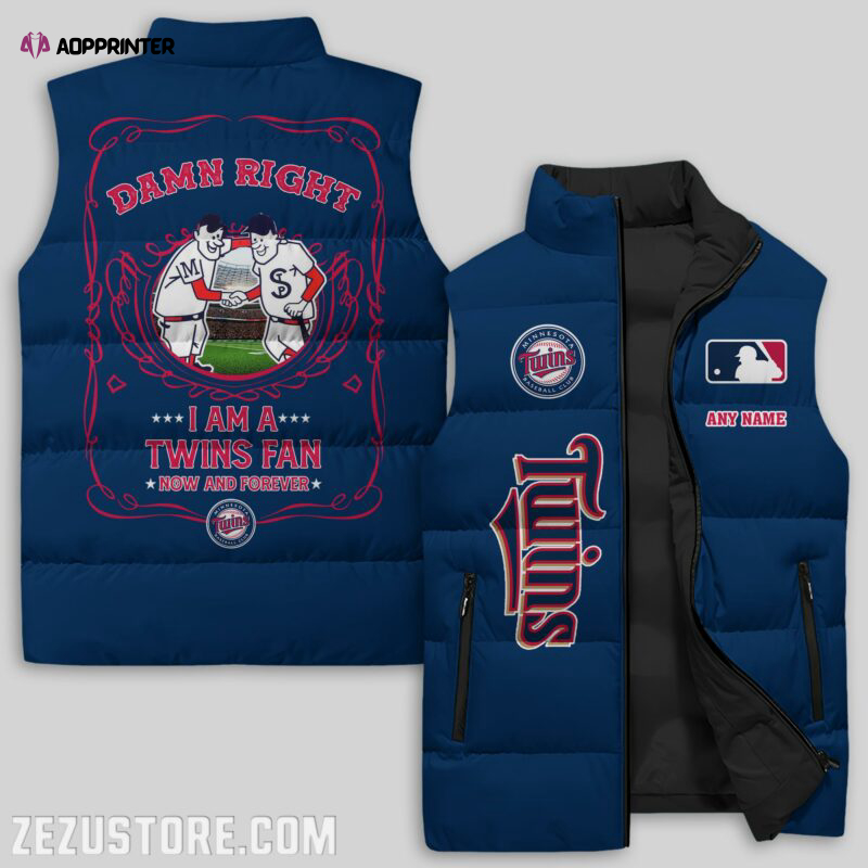 minnesota twins mlb sleeveless puffer jacket custom for fans gifts