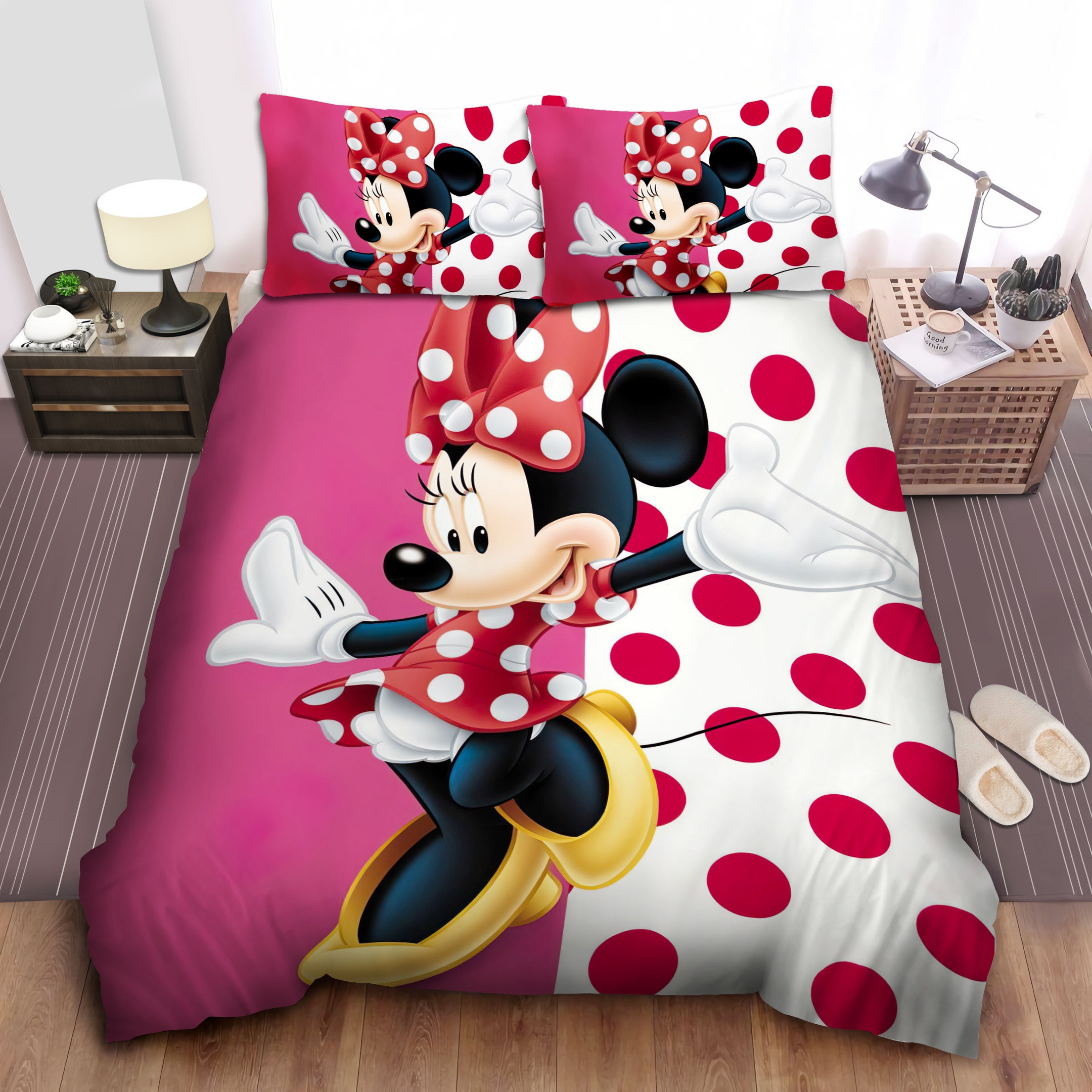 minnie mouse dancing comforter duvet cover bed sheets bedding set okw1y