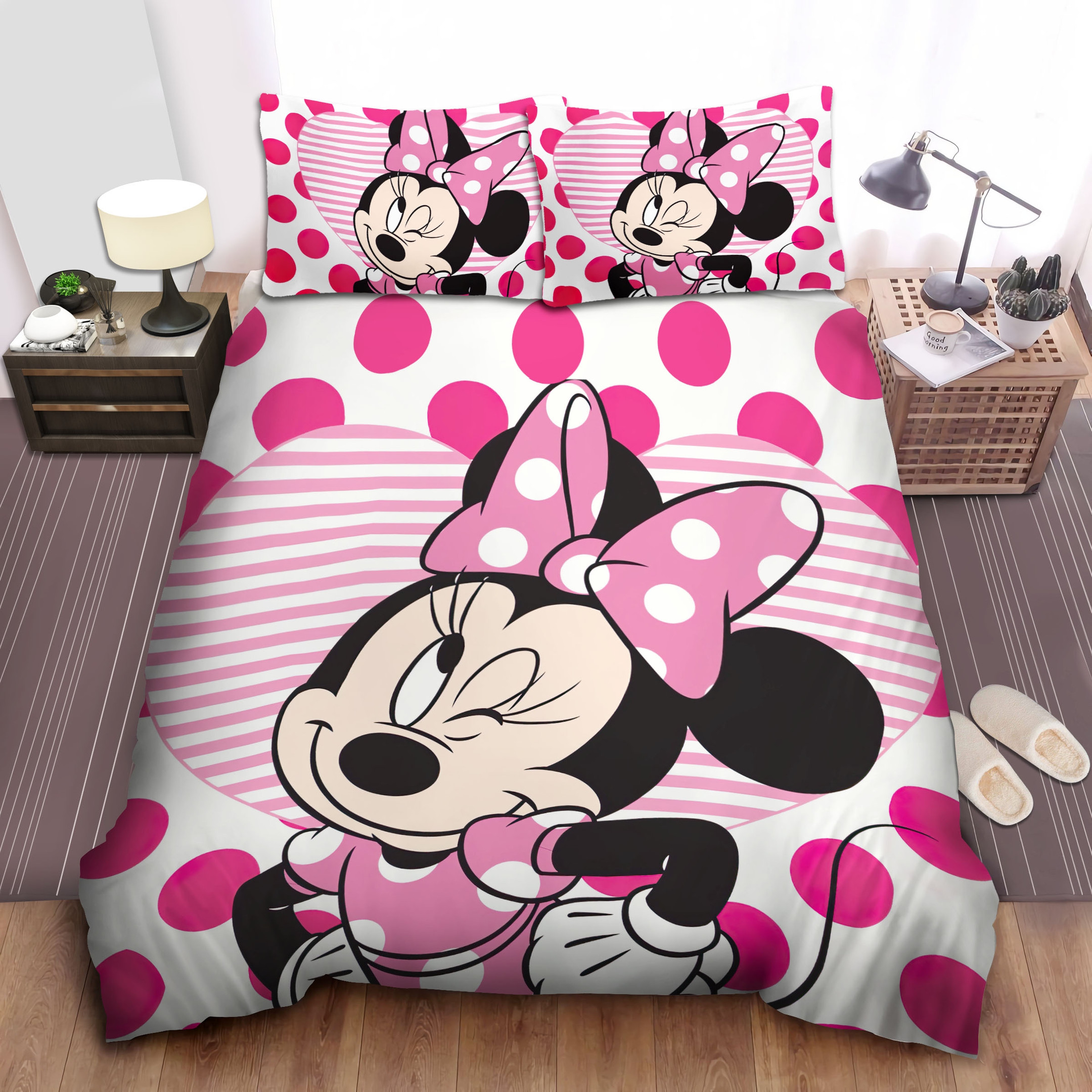 minnie mouse winking bedding sets cute duvet cover bed sheets spread scr7e