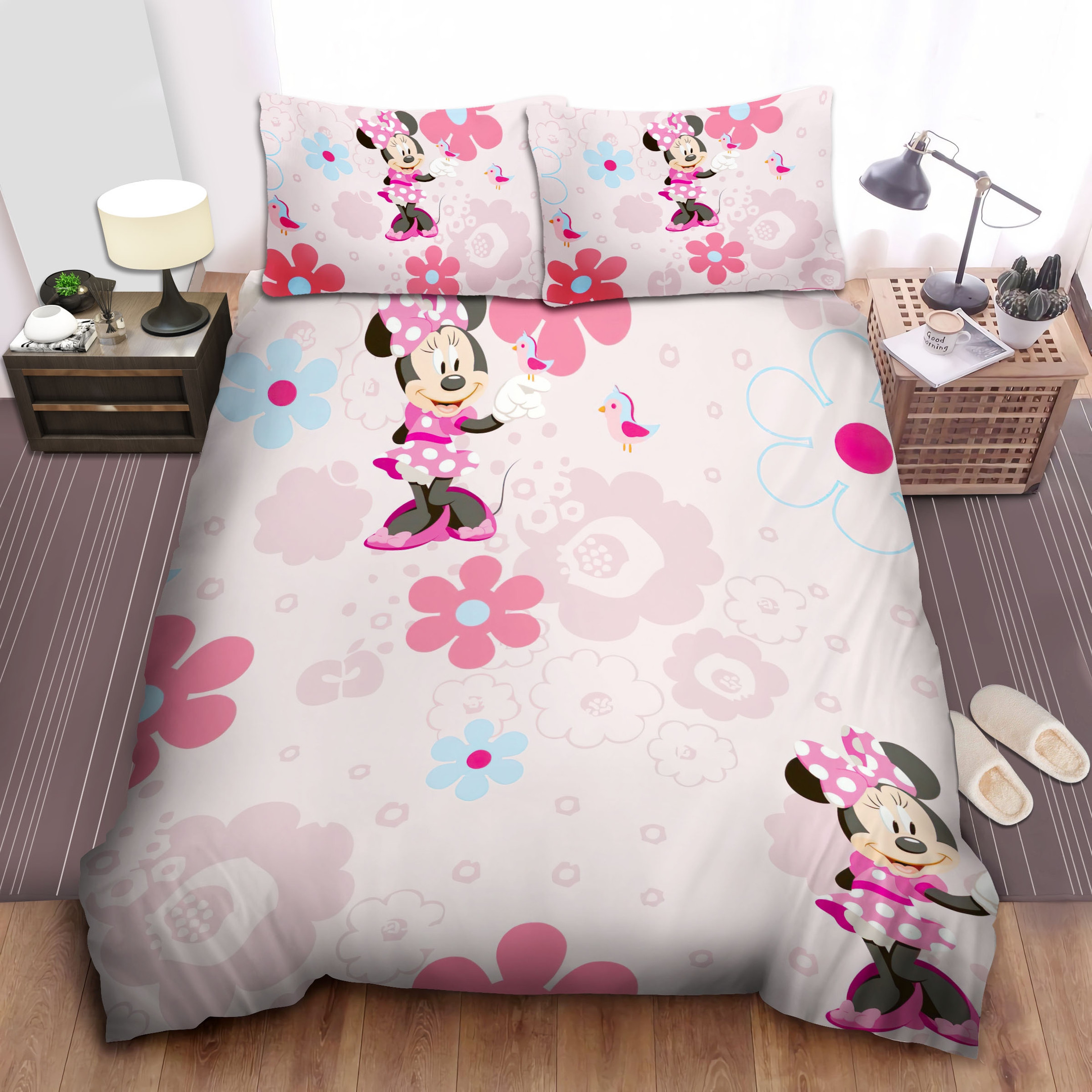 minnie mouse with little birds and flowers duvet cover bedroom sets comfortable bedding sets ms8fg