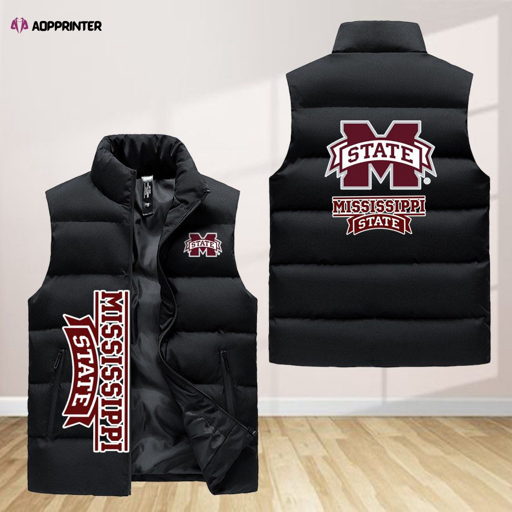 mississippi state bulldogs sleeveless puffer jacket custom for fans gifts