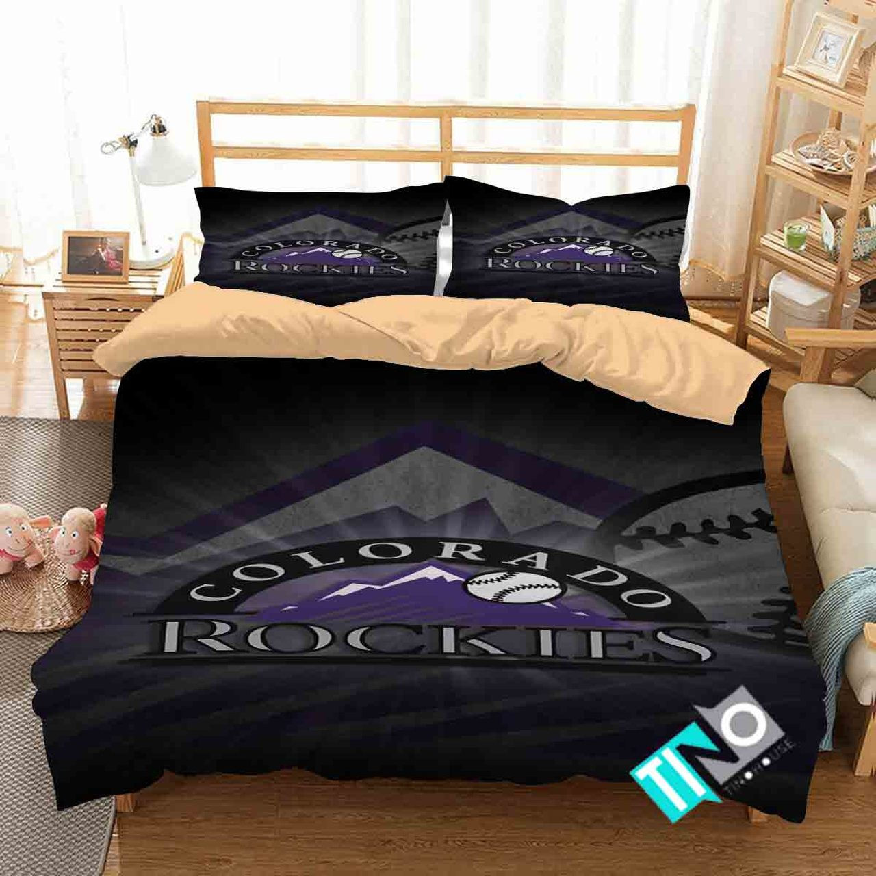 mlb colorado rockies logo 3printed duvet cover bedroom sets comfortable bedding sets 5tq9n