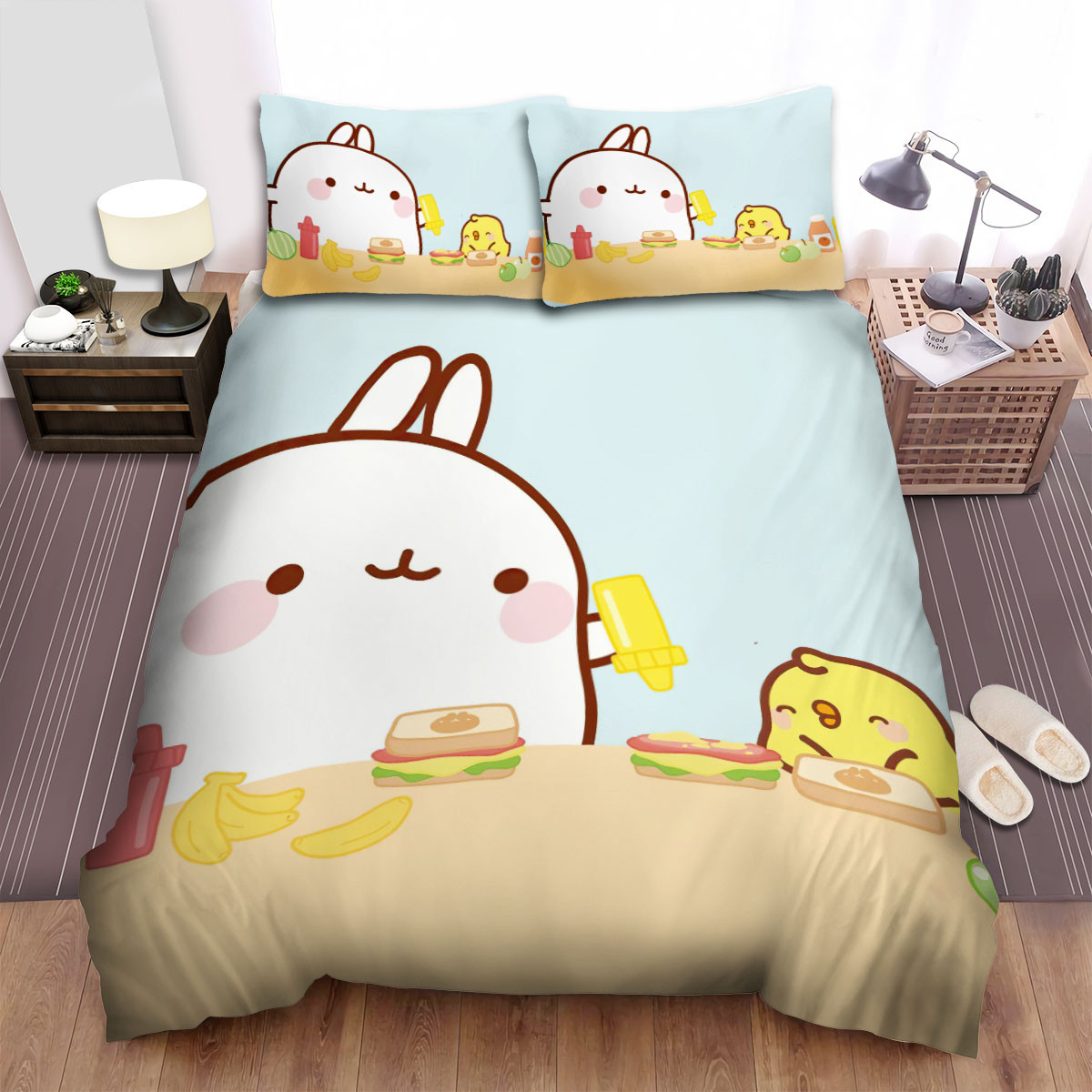 molang having meal with chip duvet cover bedroom sets comfortable bedding sets 5jhkm