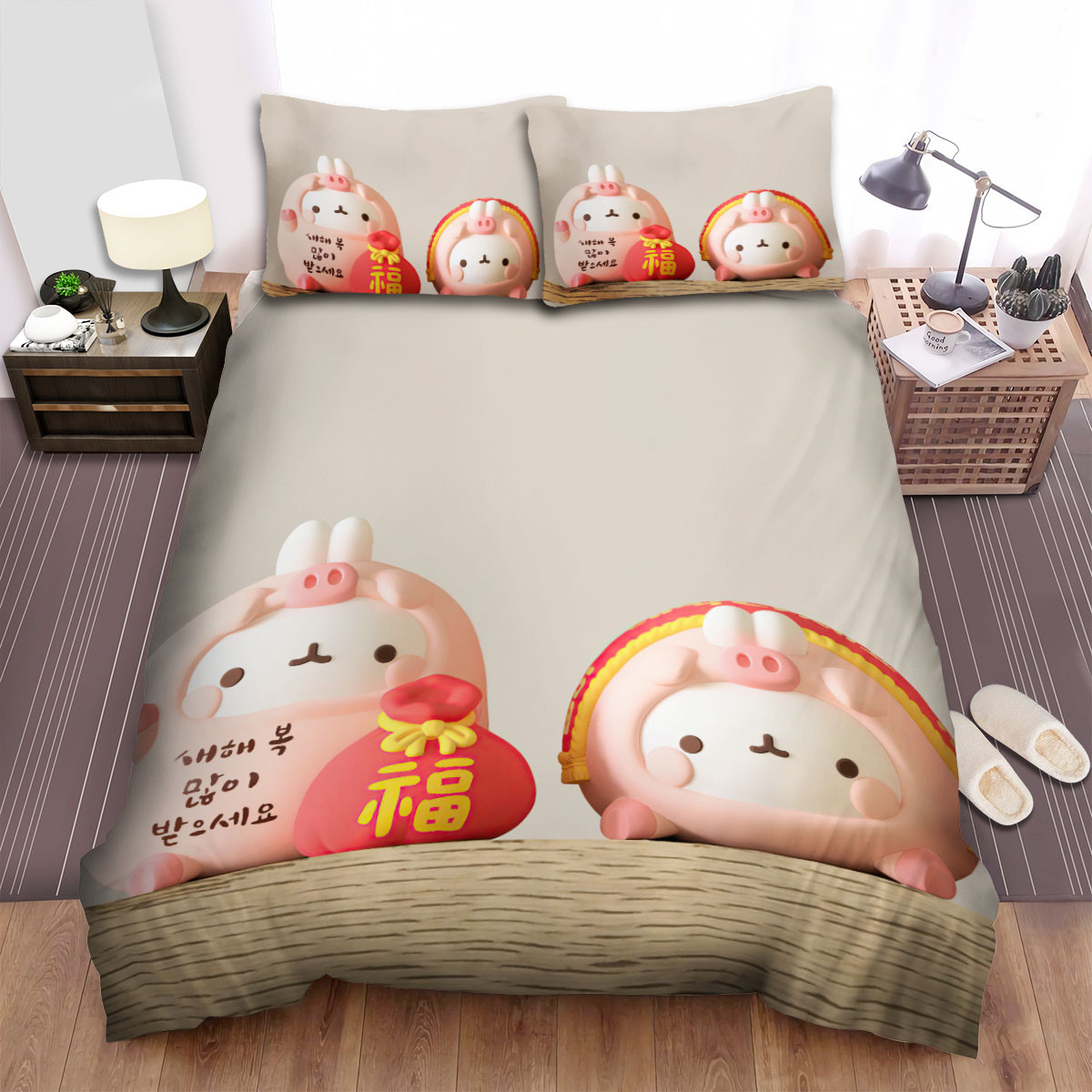 molang the cute pink pigs duvet cover bedroom sets comfortable bedding sets la7gg