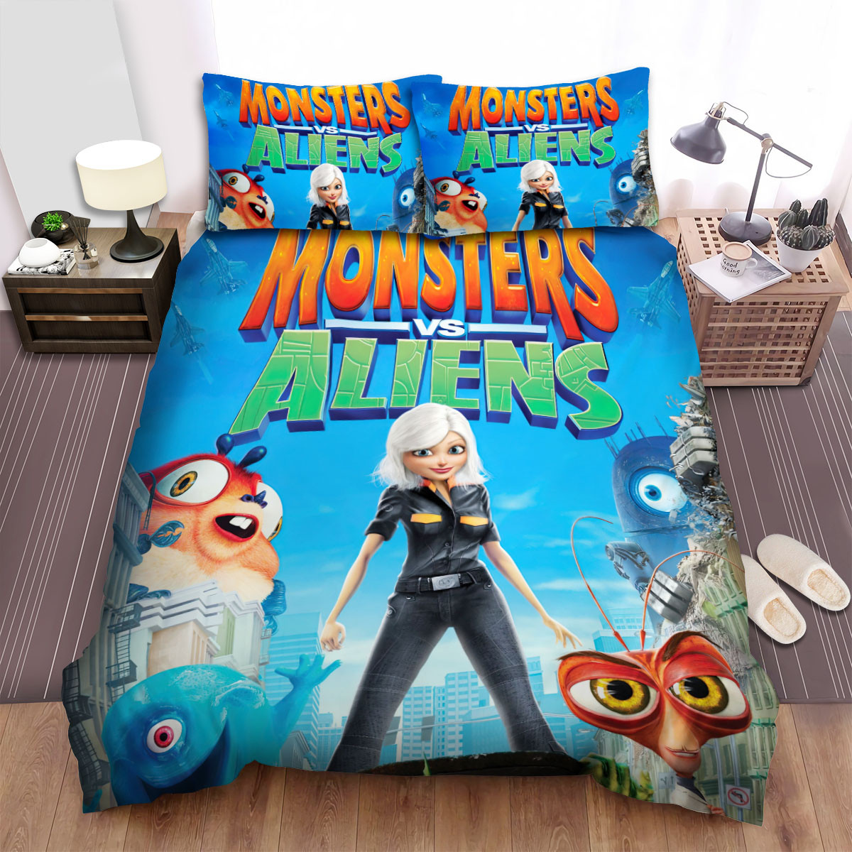 monsters vs aliens 2009 movie poster 3 bed sheets spread comforter duvet cover bedding sets reihq