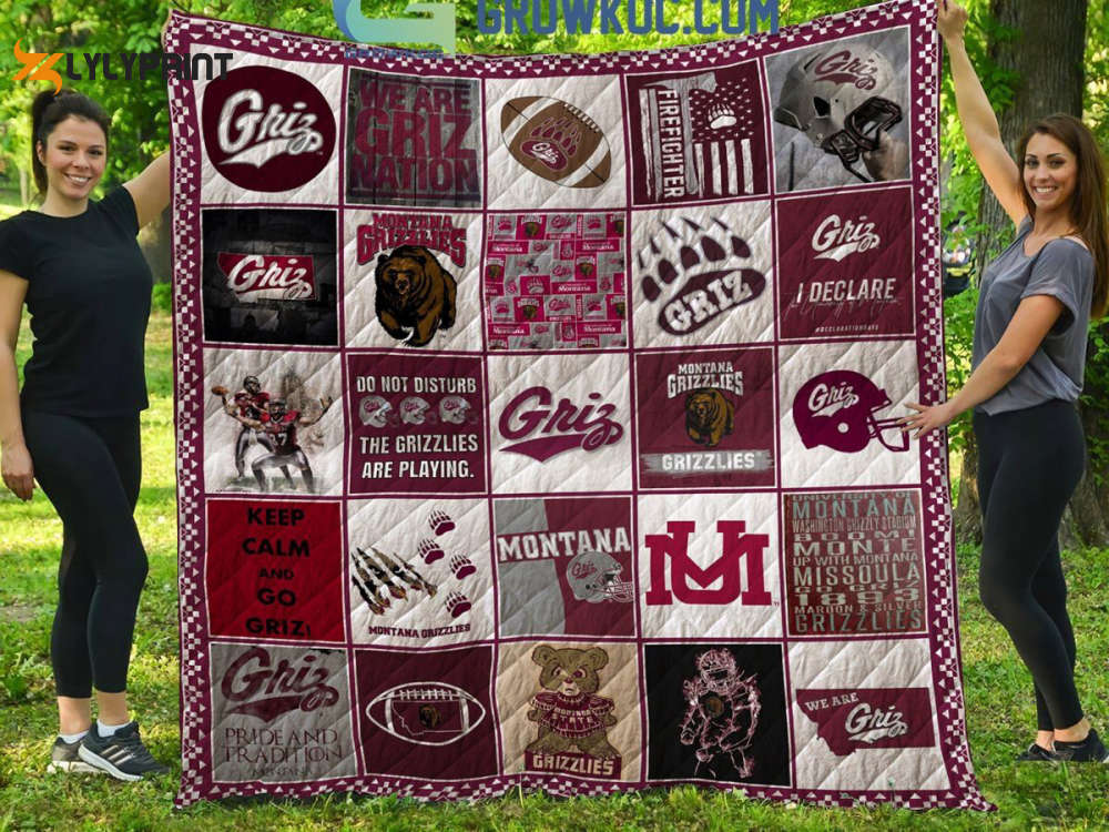 montana grizzlies 2 quilt blanket for fans home decor gift 1 3