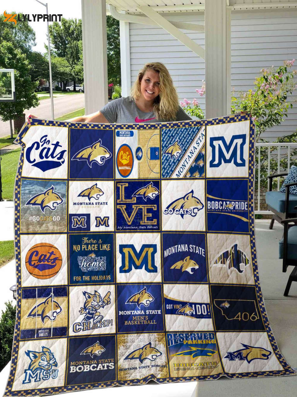 montana state bobcats 3 quilt blanket for fans home decor gift 1