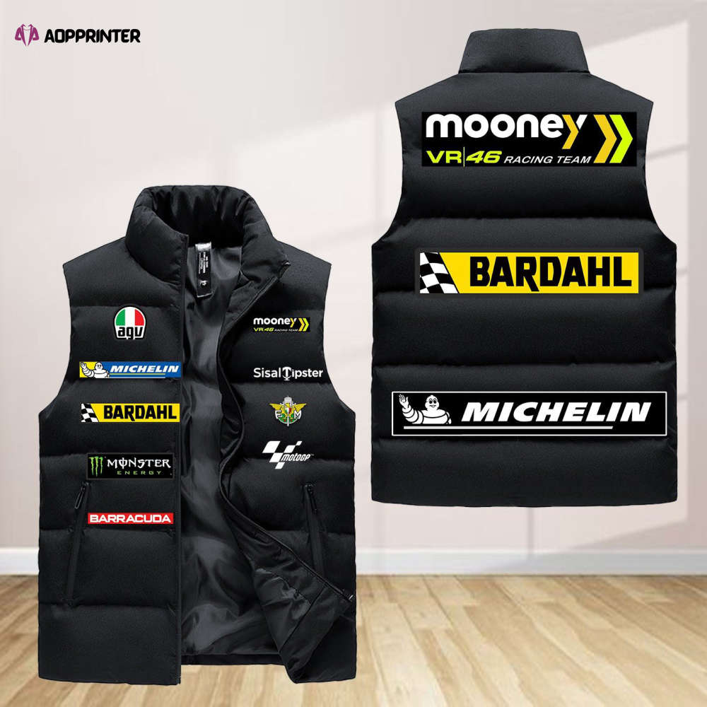 mooney gifts racing team sleeveless puffer jacket custom for fans gifts