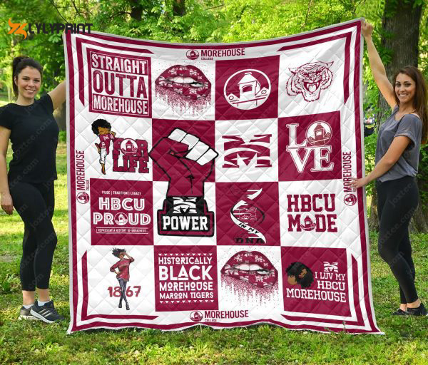 morehouse college maroon tigers quilt blanket for fans home decor gift 1