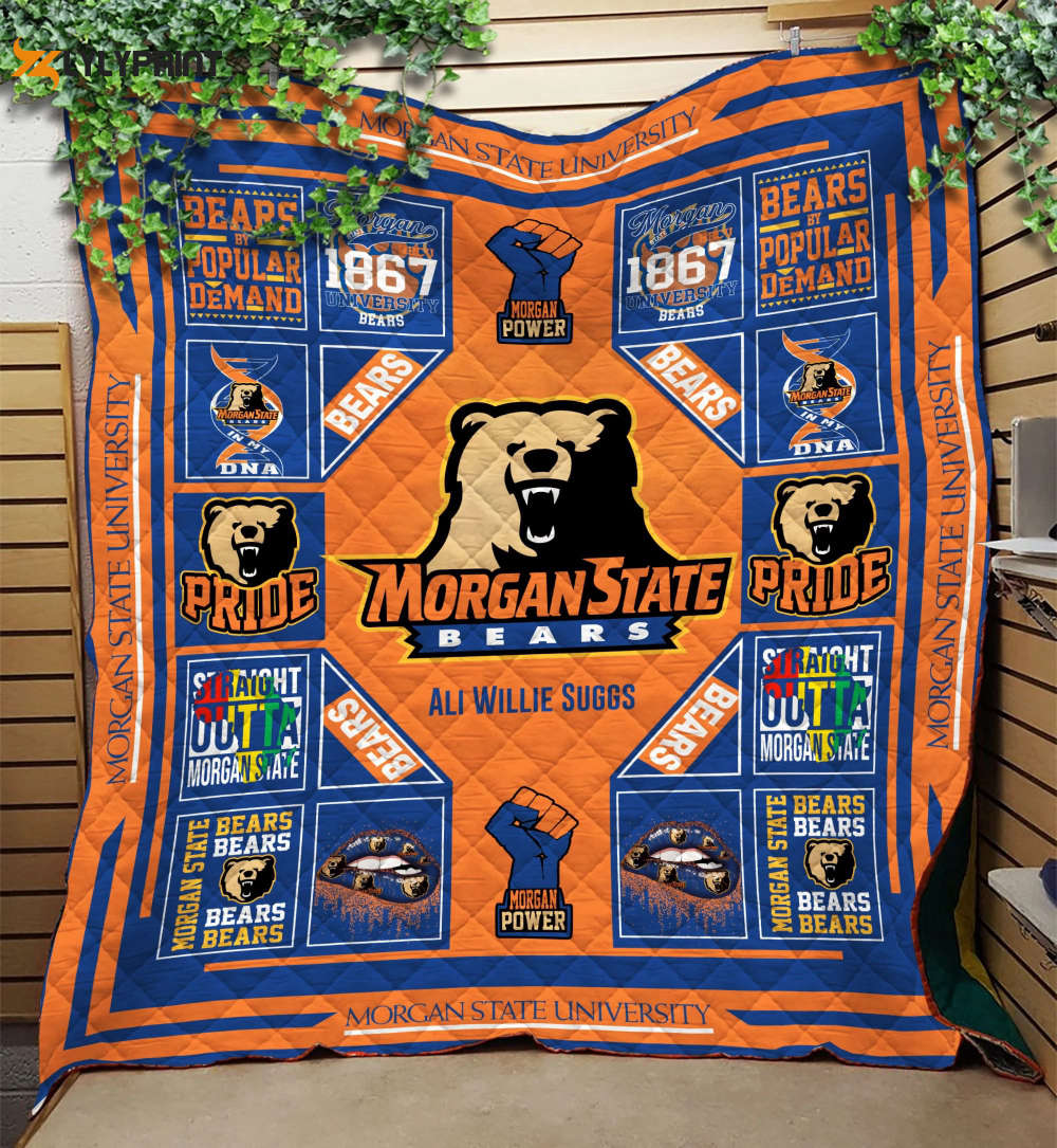 morgan state bears 2 quilt blanket for fans home decor gift 1 1