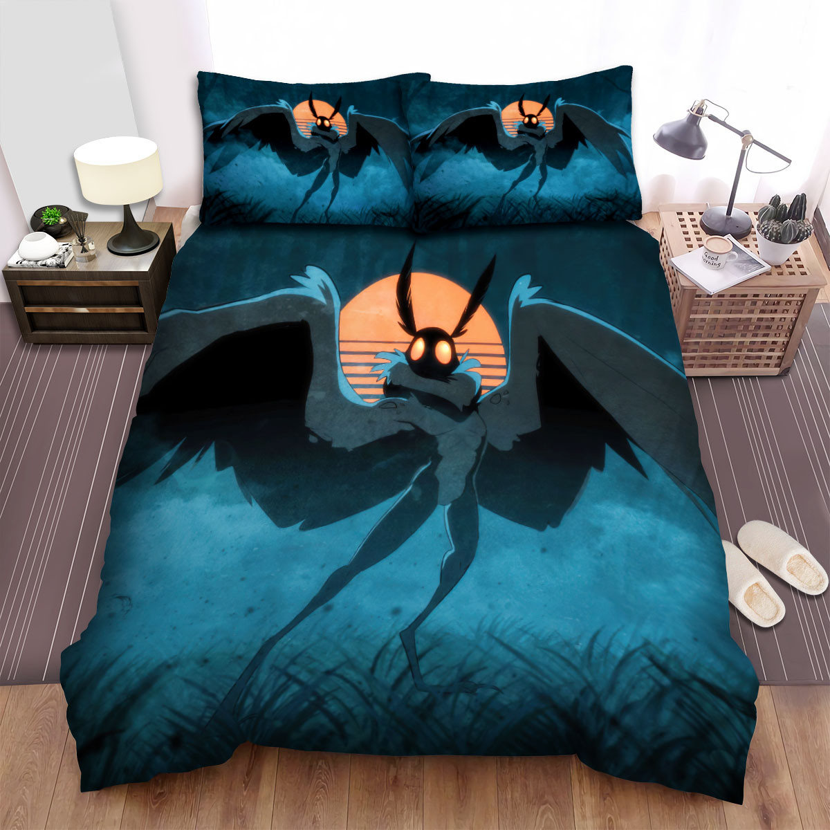 mothman in anime art style duvet cover bedroom sets comfortable bedding sets rntkt