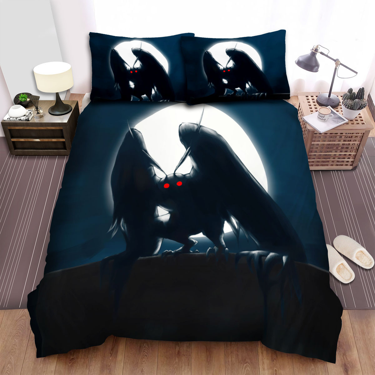 mothman silhouette in the moonlight duvet cover bedroom sets comfortable bedding sets brgh2