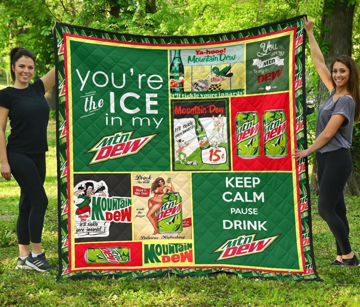 mountain dew quilt blanket for soft drink lover pejp9