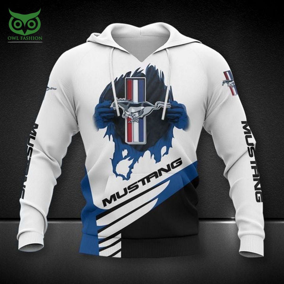 mustang ford blue white 3d zip hoodie 1 BHiwt