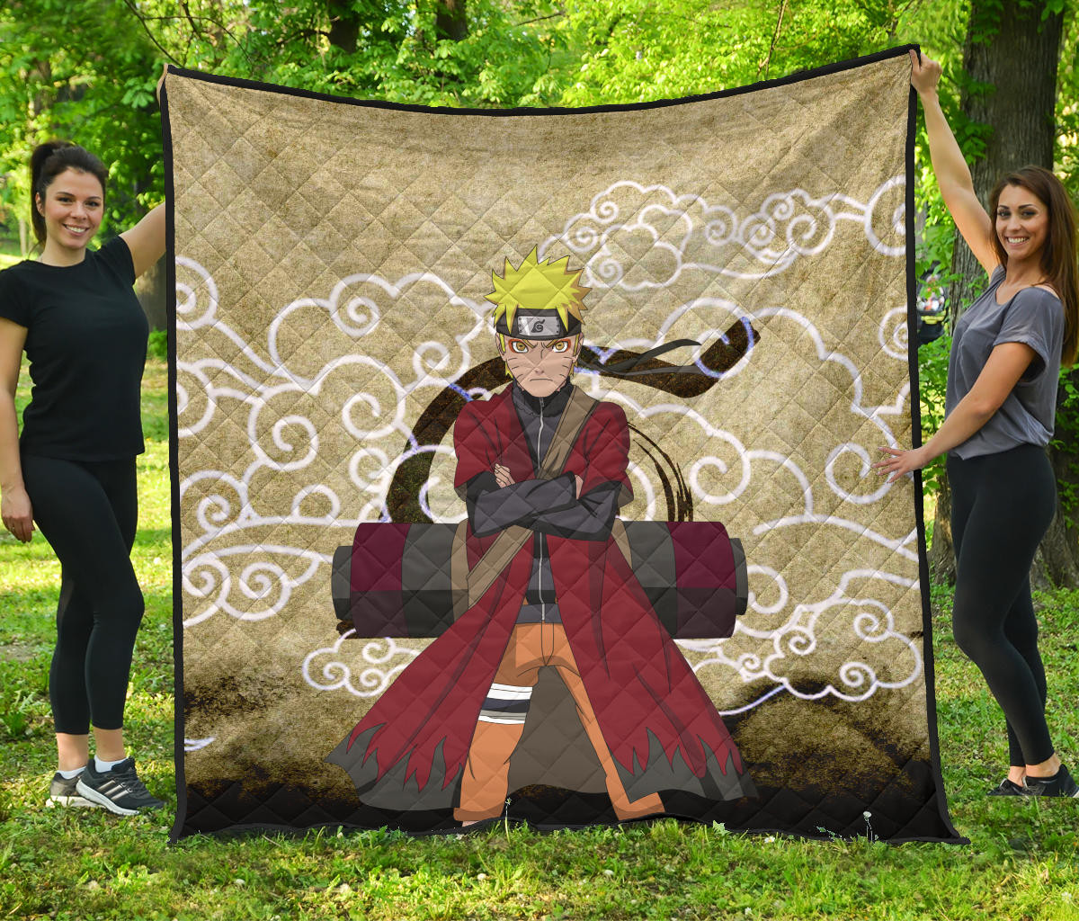 naruto anime naruto sage mode cloud pattern ancient theme premium quilt blanket teosw