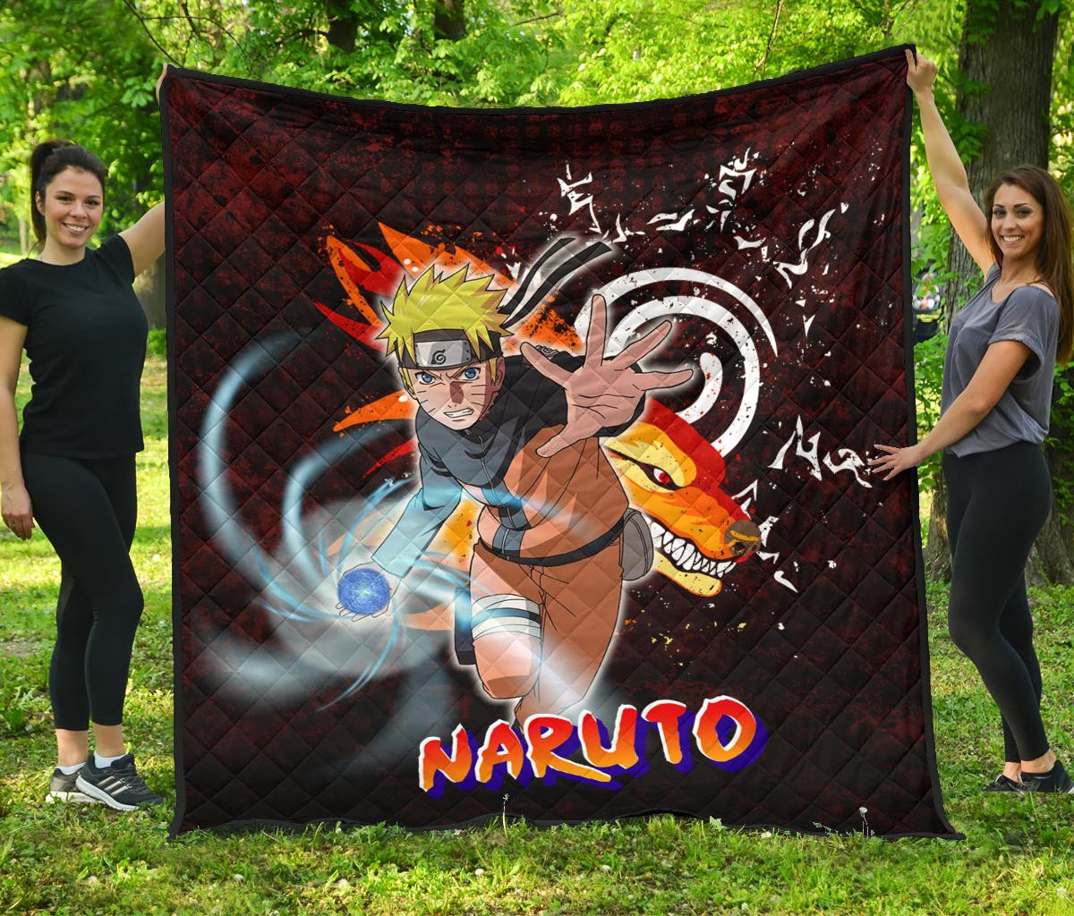 naruto anime naruto sharingan with kurama eight trigrams seal premium quilt blanket hk3su