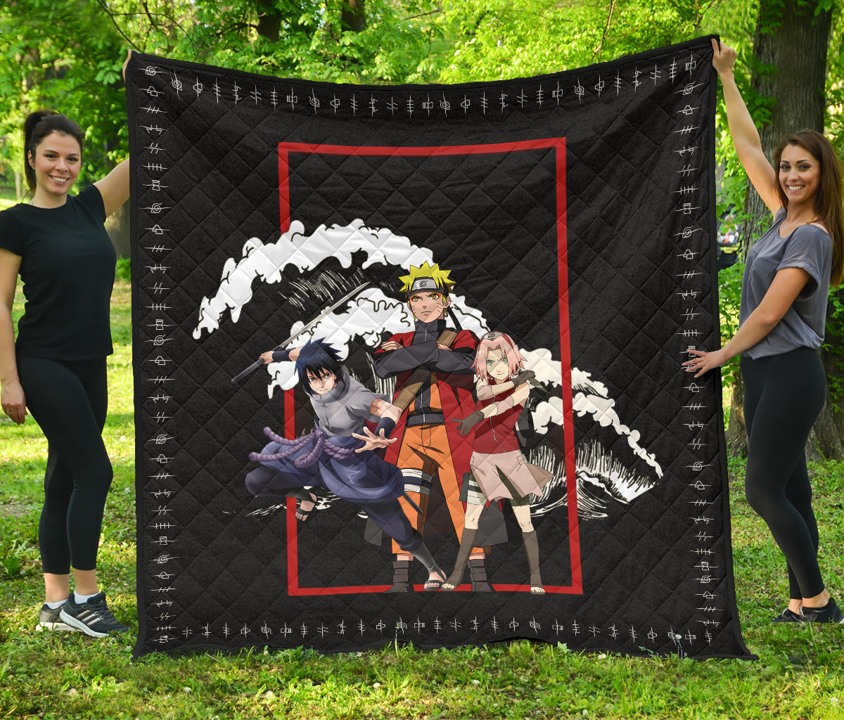 naruto anime premium quilt team 7 naruto sasuke sakura fighting quilt blanket tebiu