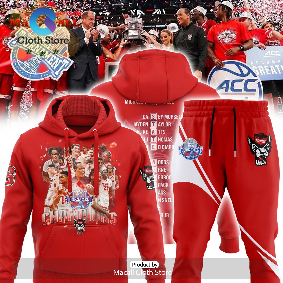 nc state wolfpack champions 2024 red combo hoodie and pants 1 zhlVP