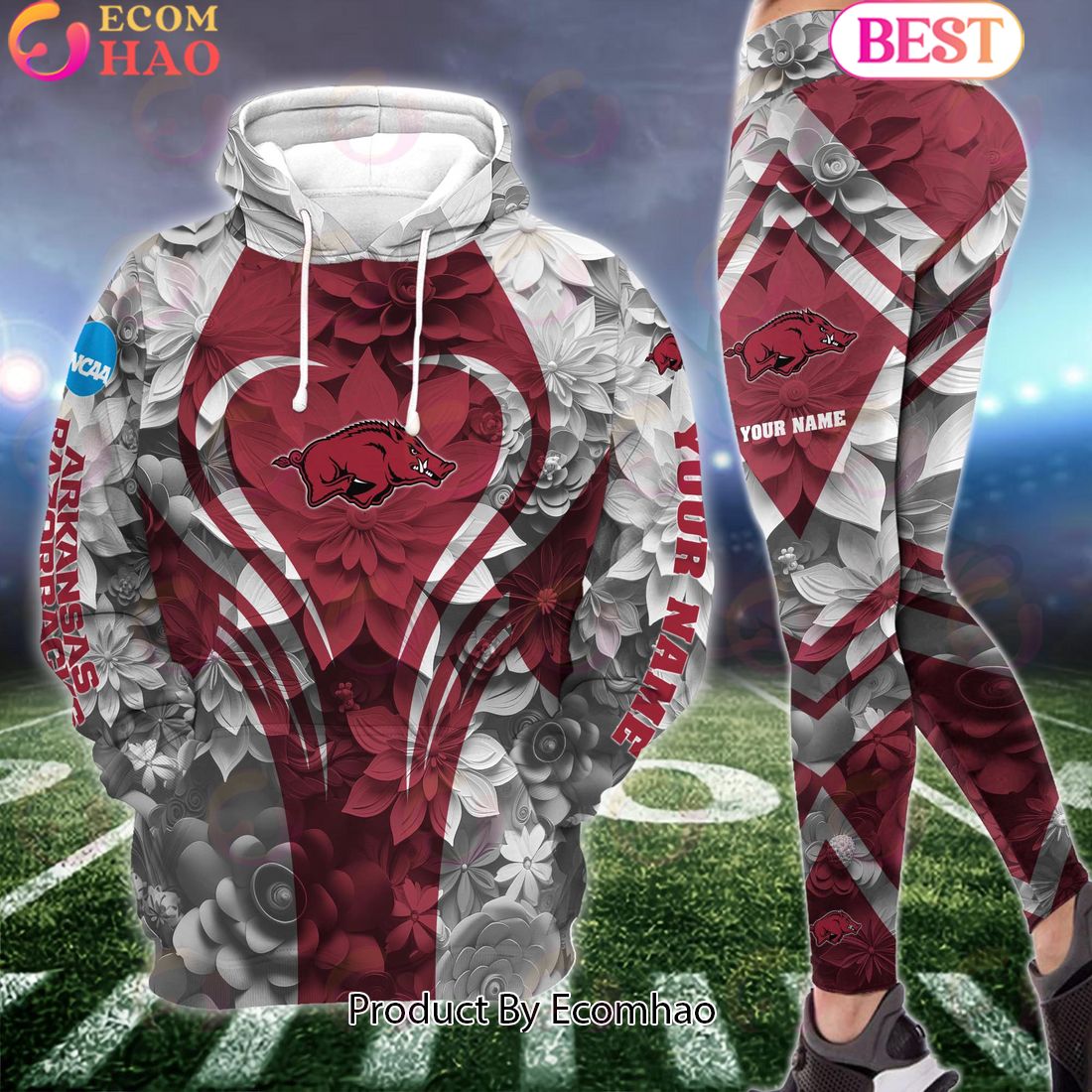 ncaa arkansas razorbacks hoodie and leggings custom your name football team clothings gift for football lovers 1 UJHkW