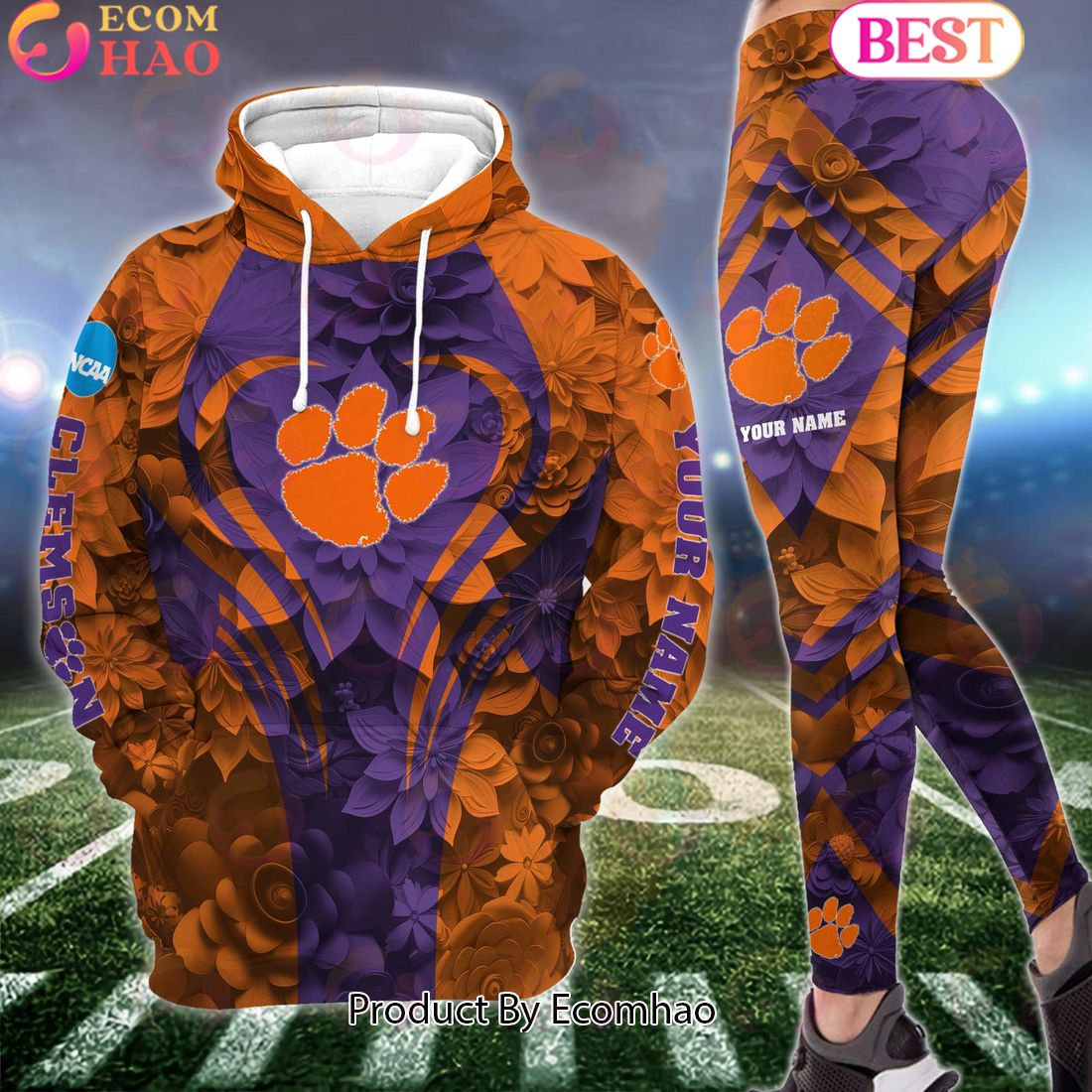 ncaa clemson tigers hoodie and leggings custom your name football team clothings gift for football lovers 1 Wc0T3