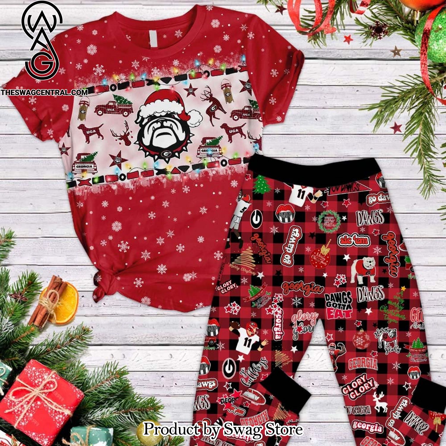 ncaa georgia bulldogs all over printed unisex pyjamas set 1 MjdBN