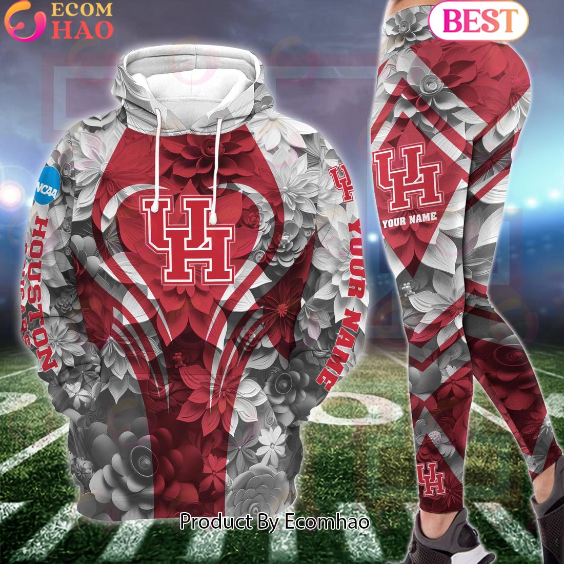 ncaa houston cougars hoodie and leggings custom your name football team clothings gift for football lovers 1 myjoY