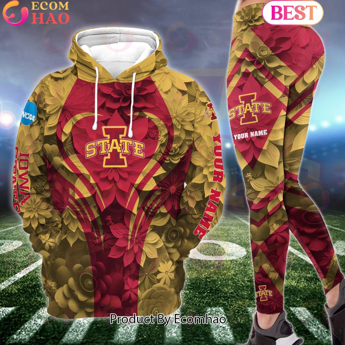 ncaa iowa state cyclones hoodie and leggings custom your name football team clothings gift for football lovers 1 Q30io