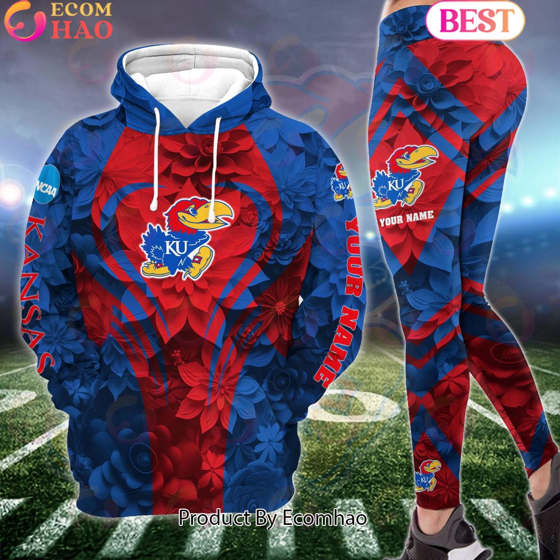 ncaa kansas jayhawks hoodie and leggings custom your name football team clothings gift for football lovers 1 Rrg6q