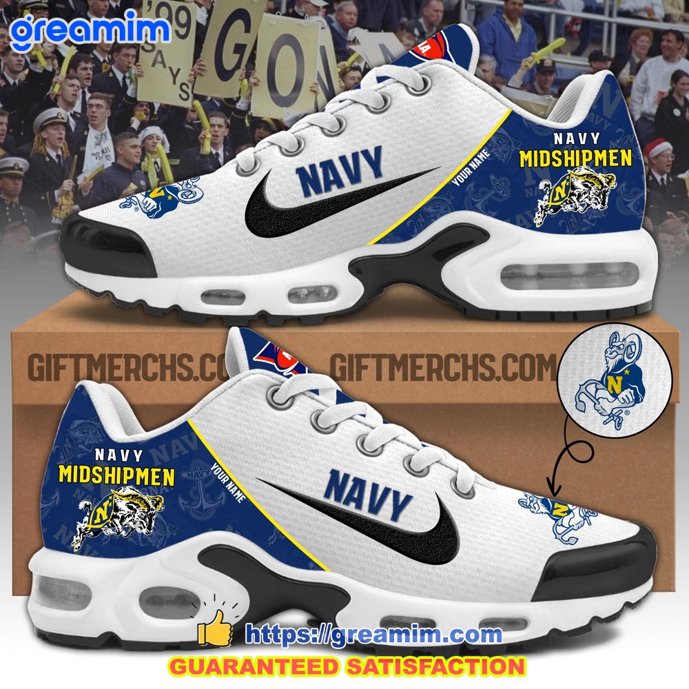 ncaa navy midshipmen custom nike air max plus shoes 1 zZ2WZ