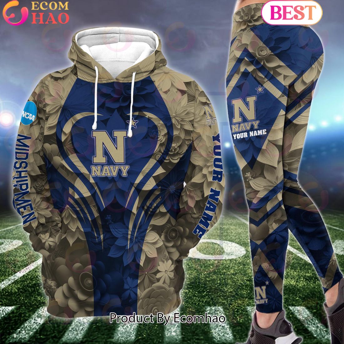 ncaa navy midshipmen hoodie and leggings custom your name football team clothings gift for football lovers 1 dibUT