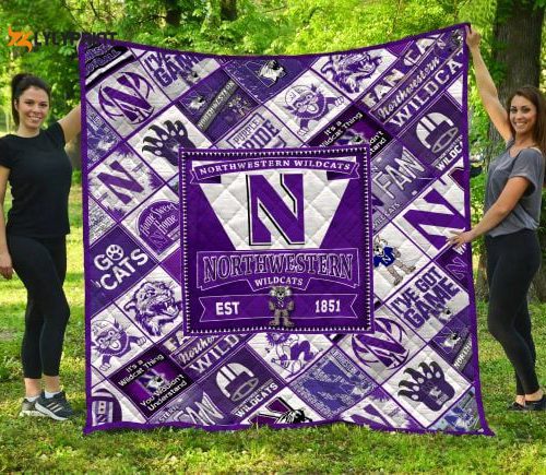 ncaa northwestern wildcats 3d customized personalized 3d customized quilt blanket 500x435 1