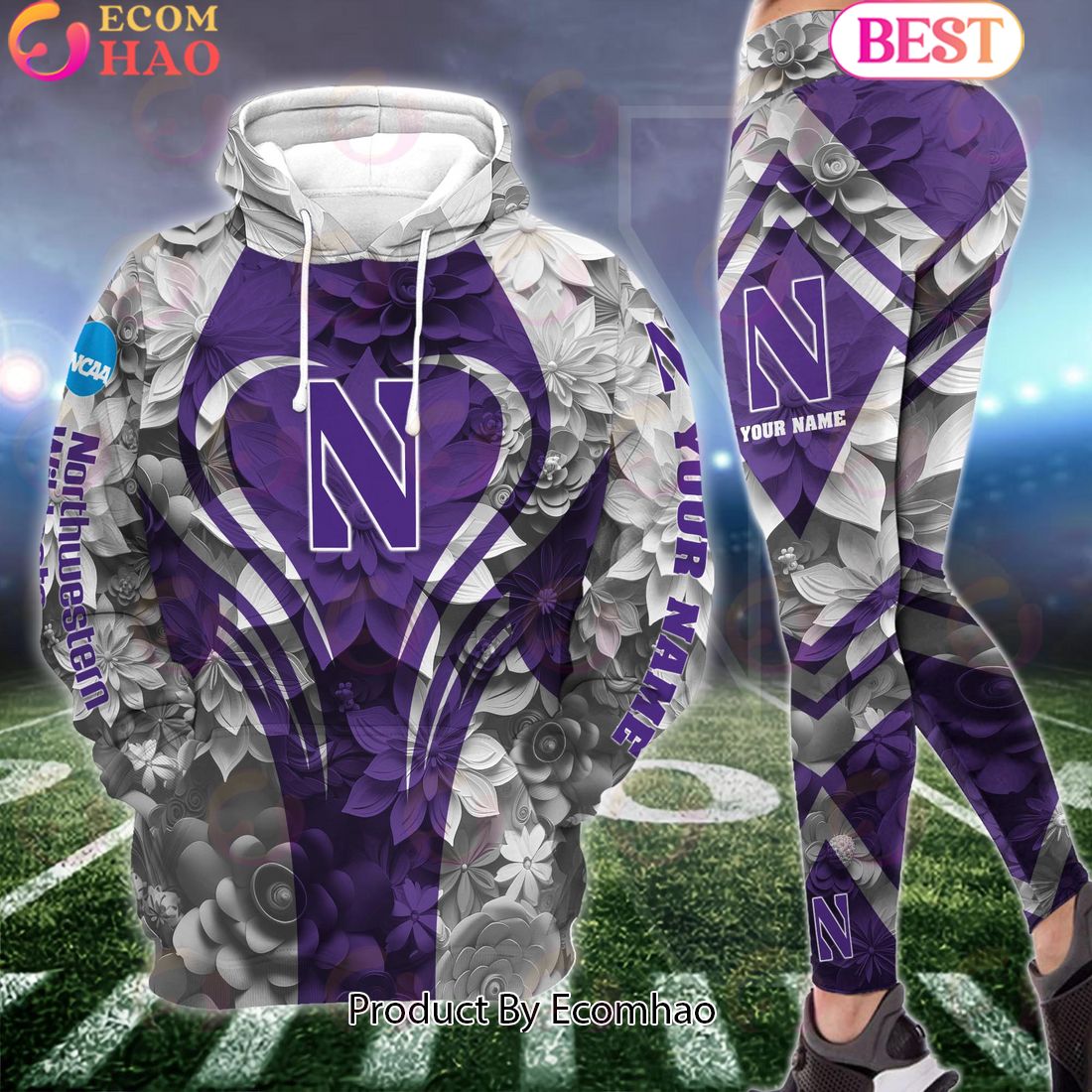 ncaa northwestern wildcats hoodie and leggings custom your name football team clothings gift for football lovers 1 DoJNJ