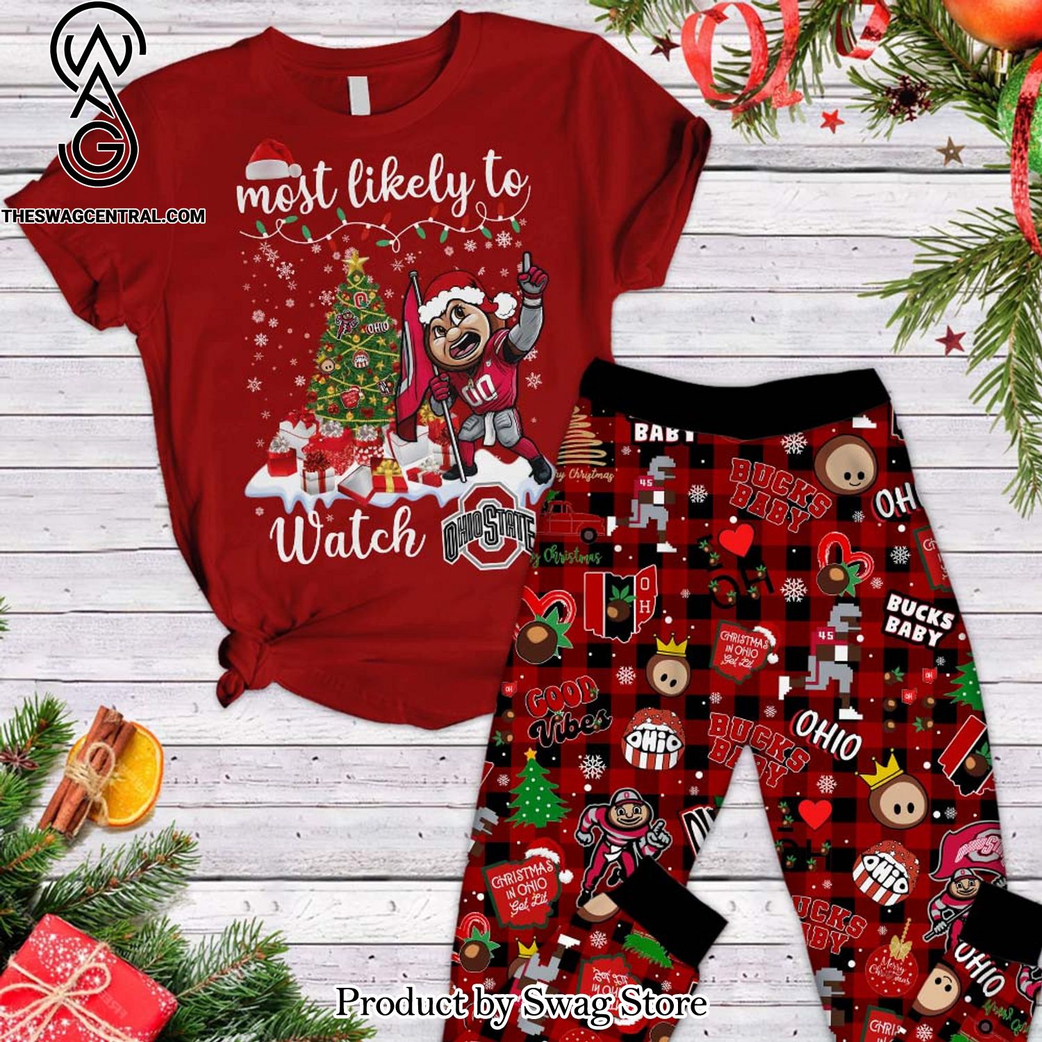 ncaa ohio state buckeyes unisex all over print pyjamas set 1 vUuaa