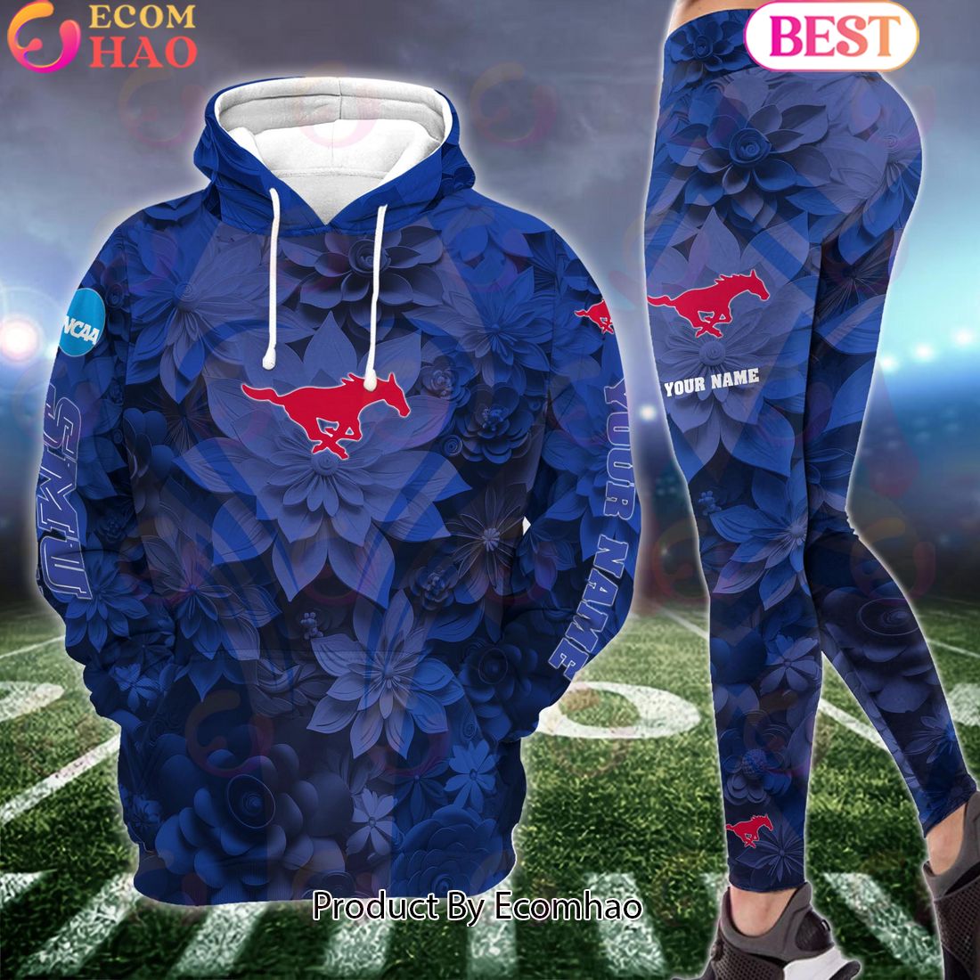 ncaa smu mustangs hoodie and leggings custom your name football team clothings gift for football lovers 1 pYtu7