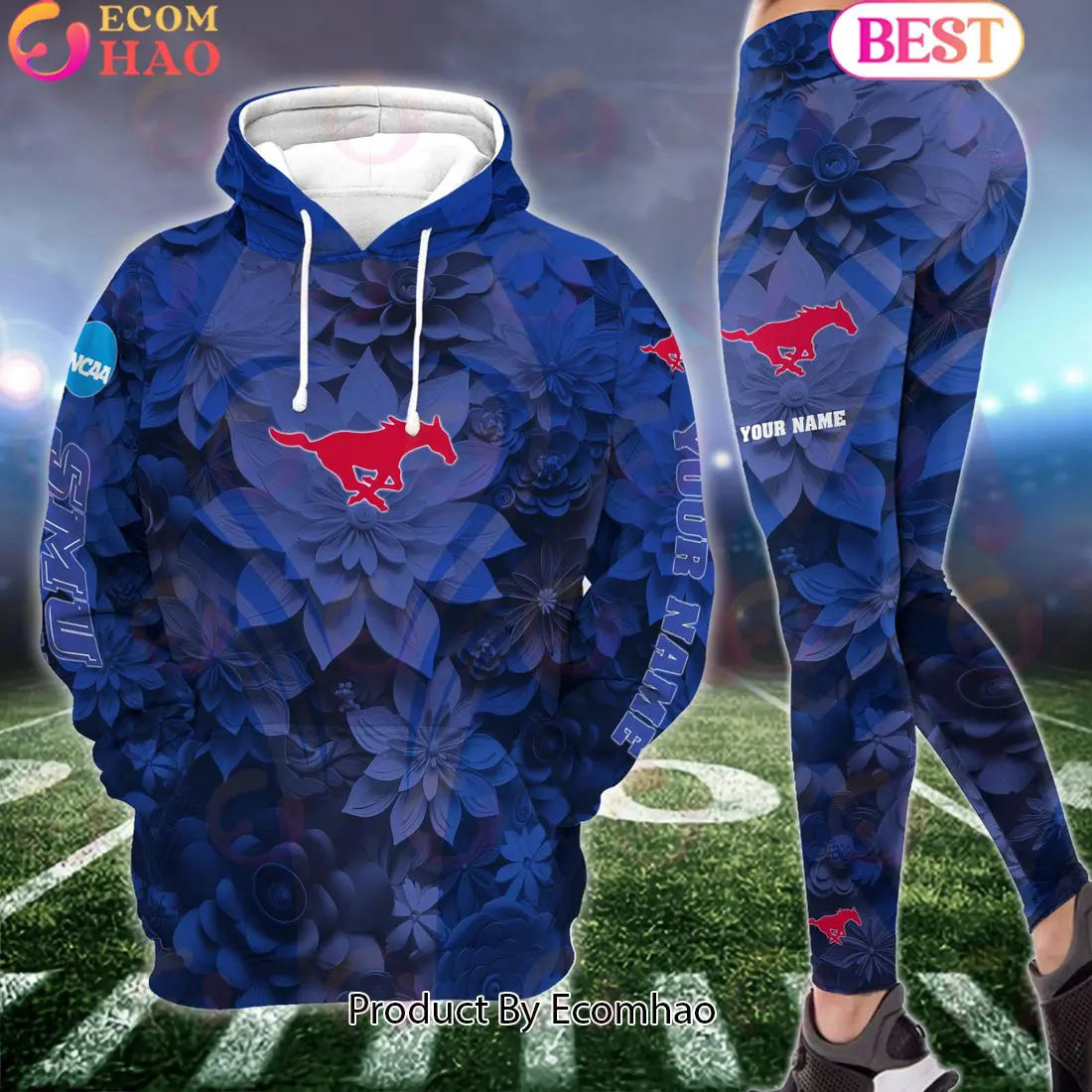 ncaa smu mustangs hoodie and leggings custom your name football team clothings gift for football lovers 1 pYtu7