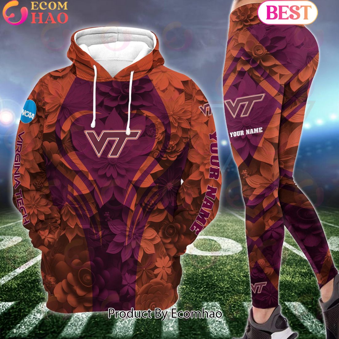 ncaa virginia tech hokies hoodie and leggings custom your name football team clothings gift for football lovers 1 889zs