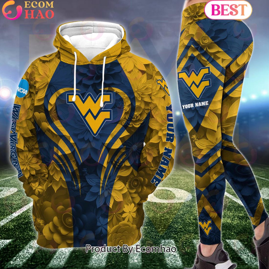 ncaa west virginia mountaineers hoodie and leggings custom your name football team clothings gift for football lovers 1 2d2S2